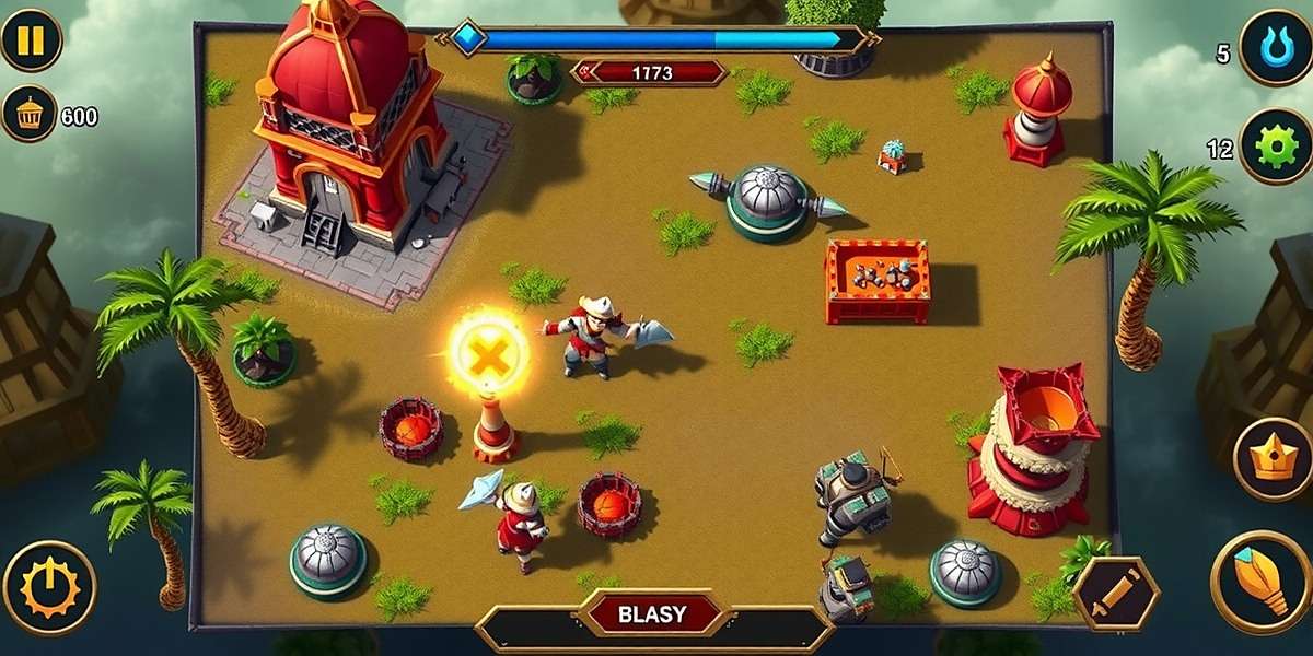 Dynamic Defenders Dominion - Gameplay Screenshot Dynamic Defenders Dominion gameplay showing a South Indian style base defense